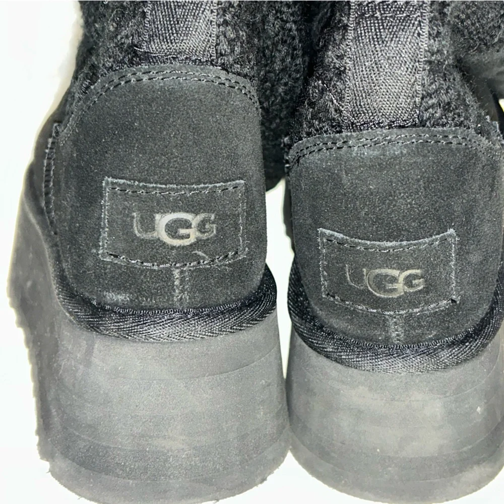 UGG Classic Sweater Letter Platform Knit Knee High Logo Boot New Without Box